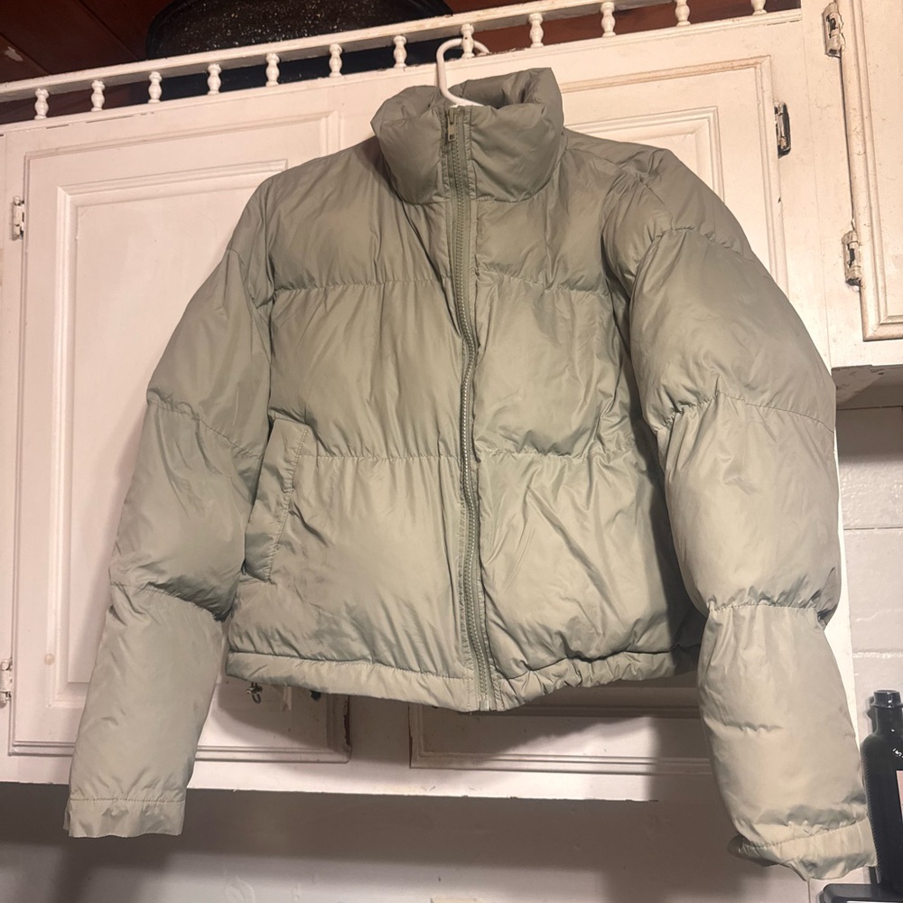 Chic Nation Women's Puffer Jacket in Light Olive